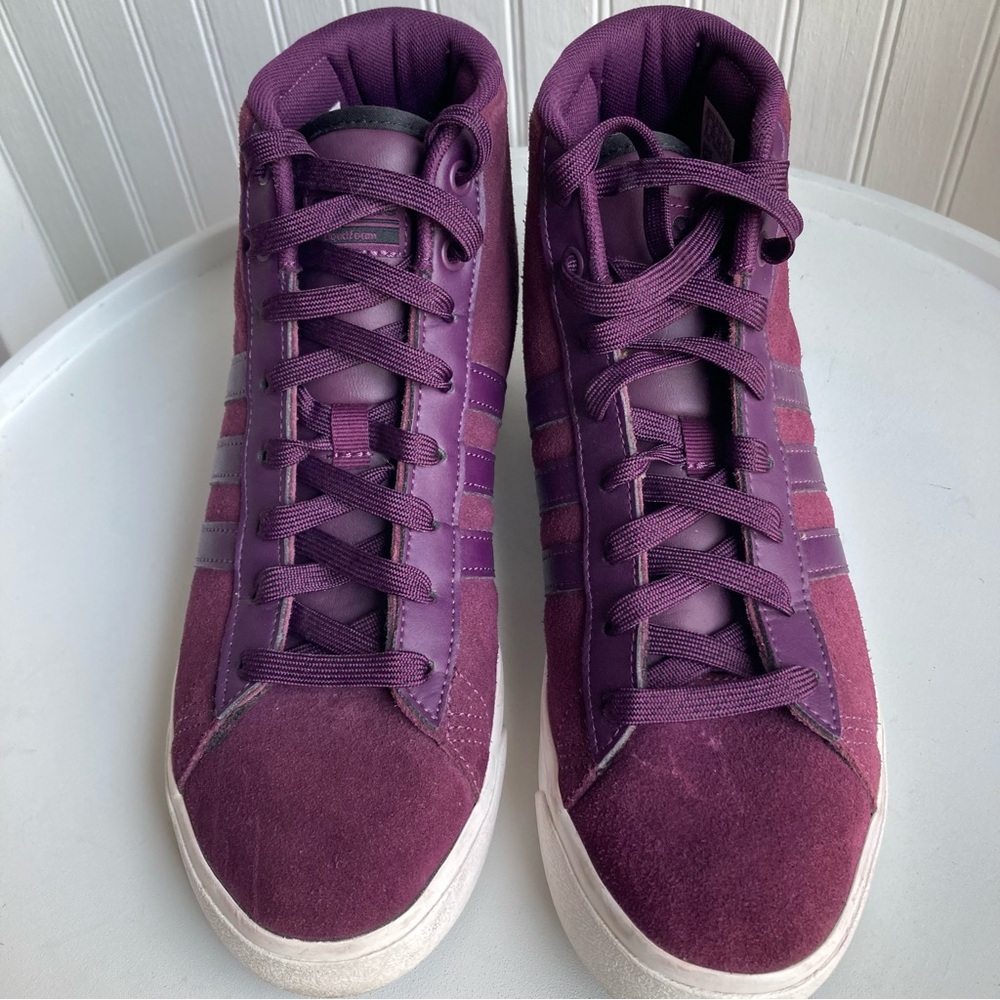 Adidas Neo Cloudfoam Deep Purple High Top Sneaker Womens 8 Shoe - Picture 8 of 15